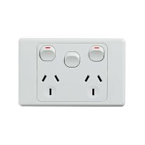 [040.000.0076] Ultima Double Power Point 250V 10A with 16AX Extra Switch  - Horizontal