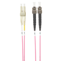 [FL.OM4LCST2MP] 2m LC-ST OM4 Multimode Fibre Optic Cable: Salmon Pink