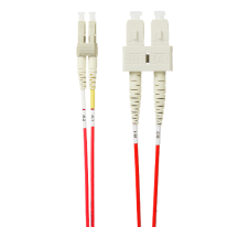 [FL.OM4LCSC2MR] 2m LC-SC OM4 Multimode Fibre Optic Patch Cable: Red
