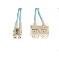 [015.006.4200] 0.5m LC-SC OM4 Multimode Fibre Optic Cable: 3mm Oversleeving | Aqua