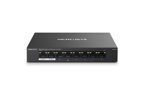 [MS108GP] Mercusys MS108GP 8-Port Gigabit Desktop Switch with 7-Port PoE+, Up to 250 m