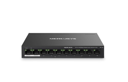 [MS110P] Mercusys MS110P 10-Port 10/100Mbps Desktop Switch with 8-Port PoE+, Up to 250 m