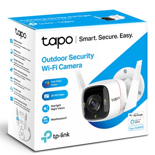 [Tapo C320WS] TP-Link Tapo C320WS Outdoor Security Wi-Fi Camera, H.264, 2-Way Audio, Night Vision, Motion Detect, Voice Control, Weatherproof, Sound