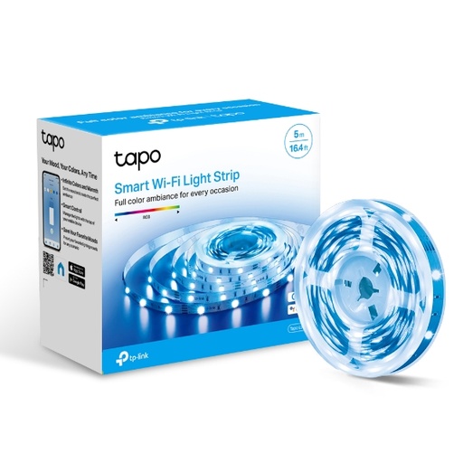 [Tapo L900-5] TP-Link Tapo L900-5 Smart Wi-Fi Light Strip, Flexible Length, 3M Adhesive, Energy Saving, Voice Control, No Hub Required, 5000×10×1.6 mm