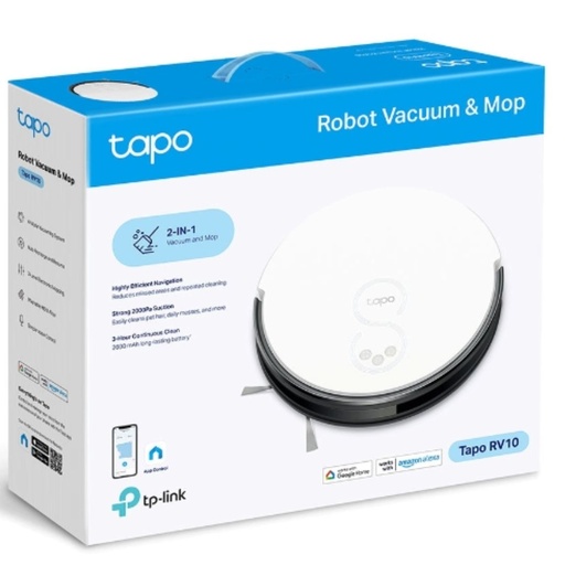 [Tapo RV10] TP-Link Tapo RV10 Robot Vacuum & Mop, Path Planning, 2000Pa Strong Suction, Quiet Cleaning, Long-lasting Battery, Carpet Auto-Boost, App