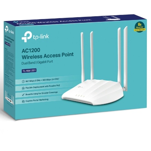 [TL-WA1201] TP-Link TL-WA1201 AC1200 Wireless Access Point, AC1200 Dual-Band Wi-Fi, Passive POE, Multiple Modes, MU-MIMO, Boosted Coverage, Captive Portal