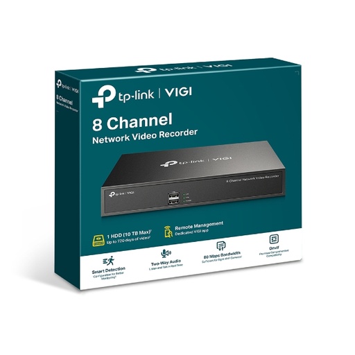 [VIGI NVR1008H] TP-Link VIGI NVR1008H 8 Channel Network Video Recorder, 24/7 Continuous Recording, Up To 10TB 4 Ch Playback, Up To 5MP (HDD Not Included)
