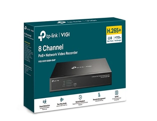 [VIGI NVR1008H-8MP] TP-Link VIGI NVR1008H-8MP 8 Channel PoE+ Network Video Recorder, 113W PoE Budget, H.265+, 4K Video Output & 16MP Decoding Capacity (HDD Not Included)