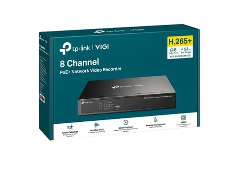 [VIGI NVR1008H-8P] TP-Link VIGI NVR1008H-8P 8 Channel PoE+ Network Video Recorder, 53W PoE Budget, H.265+, 4K Video Output & 16MP Decoding Capacity (HDD Not Included)