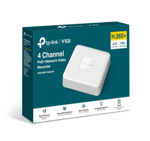 [VIGI NVR1104H-4P] TP-Link VIGI NVR1104H-4P 4 Channel PoE+ Network Video Recorder, 24/7 Continuous Recording, 4K HDMI Video Output & 16MP Decoding (HDD Not Included)