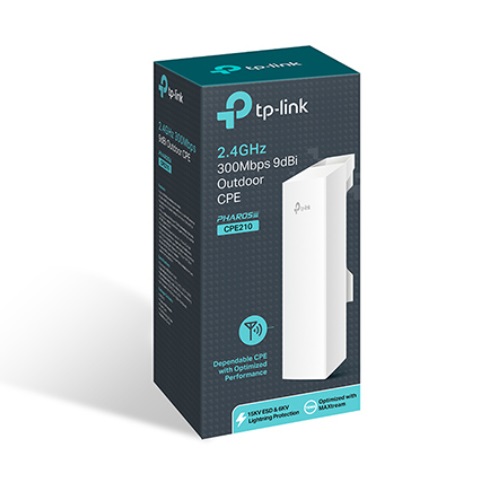 [6935364071677] TP-Link CPE210 2.4GHz 300Mbps 9dBi Outdoor CPE Access Point 27dBm 5km Passive PoE MIMO antenna
