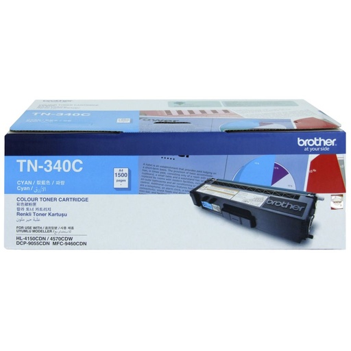 [4977766682756] Brother TN-340C Colour Laser Toner - Standard Yield Cyan, HL-4150CDN/4570CDW, DCP-9055CDN, MFC-9460CDN/9970CDW - 1500 pages
