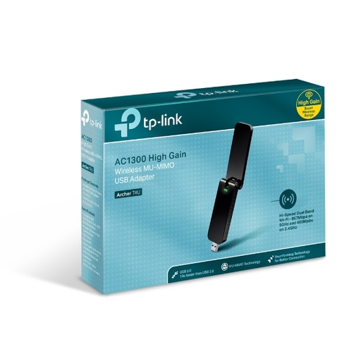 [6935364097318] TP-Link Archer T4U AC1300 Wireless Dual Band USB Adapter 2.4GHz (400Mbps) 5GHz (867Mbps) 1xUSB3 802.11ac Omni Directional Antenna WPS button USB Ext C