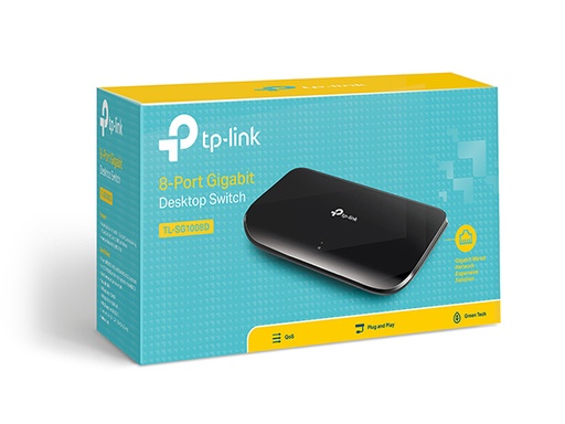 [6935364092313] TP-Link TL-SG1008D 8-Port Gigabit Unmanaged Switch Desktop Wall-Mounting Plastic Case Fanless Supports MAC address 802.1p/DSCP QoS