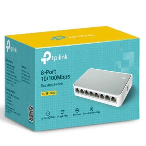 [6935364020071] TP-Link TL-SF1008D 8-port 10/100M Desktop Switch, 8 10/100M RJ45 ports, Plastic case, Supports Auto MDI/MDIX