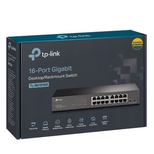 [6935364021269] TP-Link TL-SG1016DE 16-Port Gigabit Easy Smart Switch Network Monitoring, Traffic Prioritization  VLAN Features Web-based User Interface