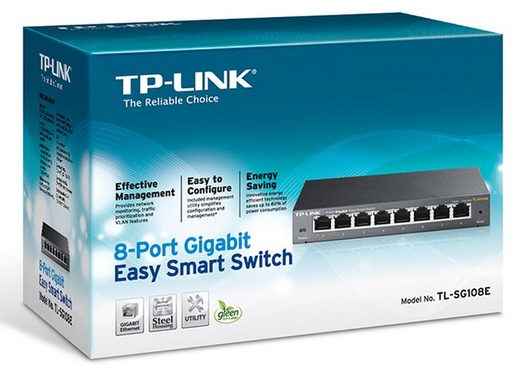 [6935364021856] TP-Link TL-SG108E 8-Port Gigabit Easy Smart Switch Provides network monitoring, traffic prioritization and VLAN Web-based user interface Fanless