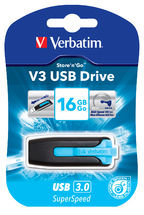 [23942491767] Verbatim 16GB V3 USB3.0 Blue Store'n'Go V3; Rectractable USB Storage Drive Memory Stick