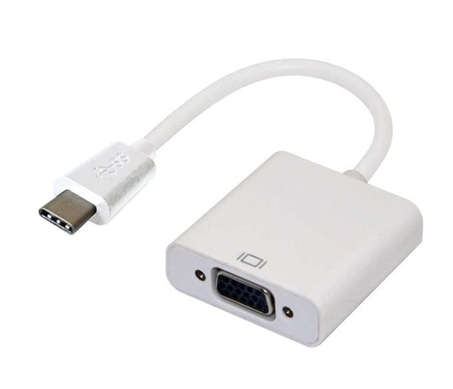 [9320422518534] Astrotek Thunderbolt USB 3.1 Type C (USB-C) to VGA Adapter Converter Male to Female for Apple Macbook Chromebook Pixel White