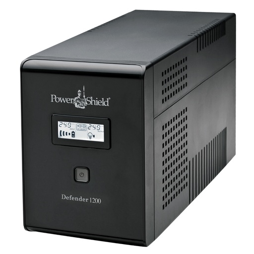 [9346909000125] PowerShield Defender 1200VA UPS, AVR, LCD display, 4 AUS sockets, user-replaceable batteries, 2-year warranty