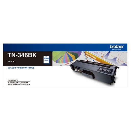 [4977766733984] Brother TN-346BK High Yield Black Toner, HL-L8250CDN/8350CDW MFC-L8600CDW/L8850CDW - 4000Pages