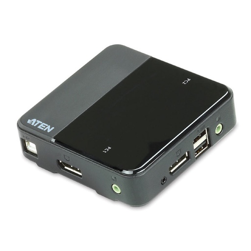 [4719264643644] Aten Slim KVM Switch 2 Port Single Display DisplayPort w/ audio, Cables Included, Remote Port Selector,
