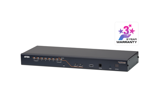 [4710423776869] Aten Rackmount KVM Switch 2 Console 8 Port Multi-Interface Cat 5, KVM Cables NOT Included, Daisy Chainable for up to 128 Devices,