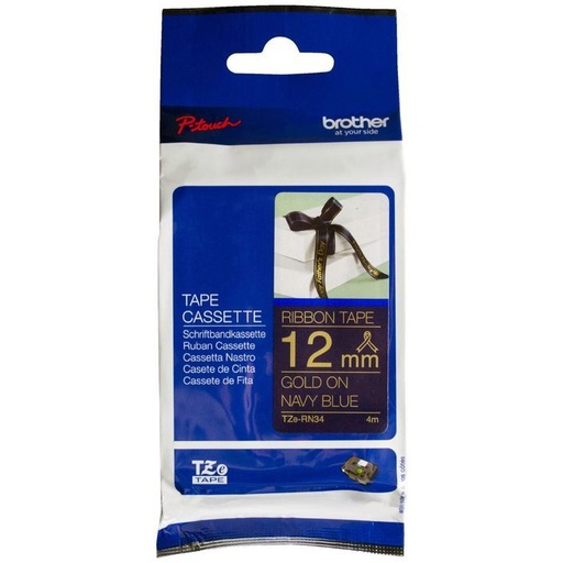 [4977766763844] Brother 12mm X 4mm Gold on Navy Blue Ribbon