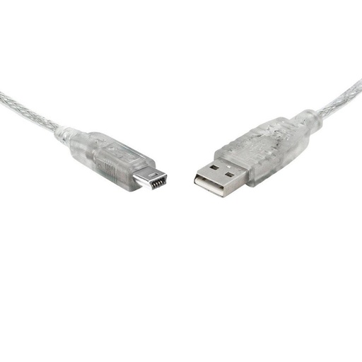[9341756007952] 8Ware USB 2.0 Cable 3m A to B 5-pin Mini Transparent Metal Sheath UL Approved