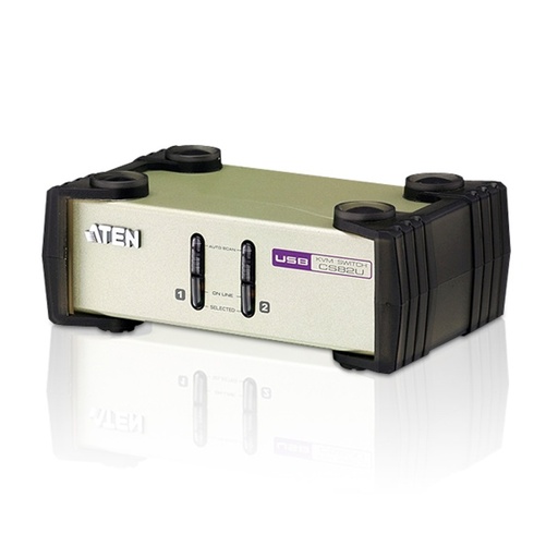 [4710423777002] Aten Desktop KVM Switch 2 Port Single Display VGA, Both USB  PS/2 Options, Custom Cables Included, Selection Via Front Panel,
