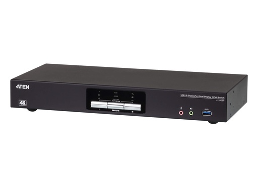 [4719264645952] Aten Desktop KVMP Switch 2 Port Dual Display 4k DisplayPort w/ audio, Cables Included, 2x USB Port, Selection Via Front Panel