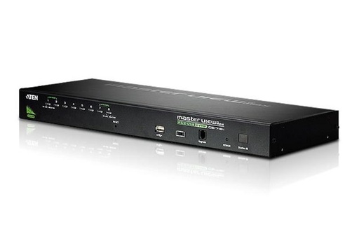 [4710423775312] Aten Rackmount KVM Switch 8 Port VGA PS/2-USB, 2x Custom KVM Cables Included, Broadcast Mode, Daisy Chainable for up to 256 Devices