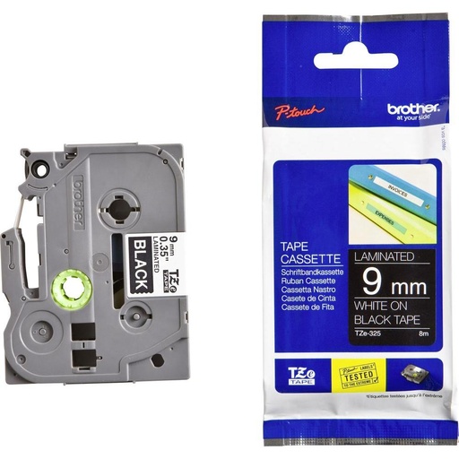 [4977766687041] Brother 9mm White on Black TZE Tape