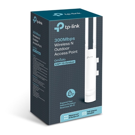 [6935364097752] TP-Link EAP110 Outdoor Omada 300Mbps Wireless N Outdoor Access Point 1xRJ45 Passive PoE 2*5dBi External Omni waterproof Antenna Pole/Wall Mount
