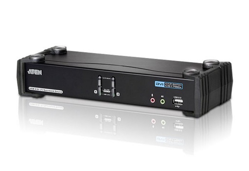 [4710423777088] Aten Desktop KVMP Switch 2 Port Single Display DVI w/ 7.1 audio, 2x Custom KVM Cables Included, 2x USB Port, Selection Via Front Panel
