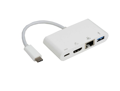 [9341756012062] 8Ware 4-in-One Dock USB-C to HDMI + USB3.0 + Gigabit LAN Ethernet + 60W PD Charging Port for iPad Pro MacBook Air Samsung Galaxy MS Surface Dell XPS