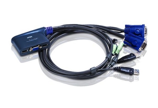 [4710423775336] Aten Compact KVM Switch 2 Port Single Display VGA w/ audio, 0.9m Cable, Computer Selection Via Hotkey,