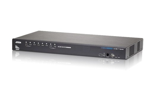 [4719264641596] Aten Desktop KVM Switch 8 Port Single Display HDMI w/ Audio, 2x Custom KVM Cables Included, Cascadable Up to 512 Computers via 3 Levels, Multi Display
