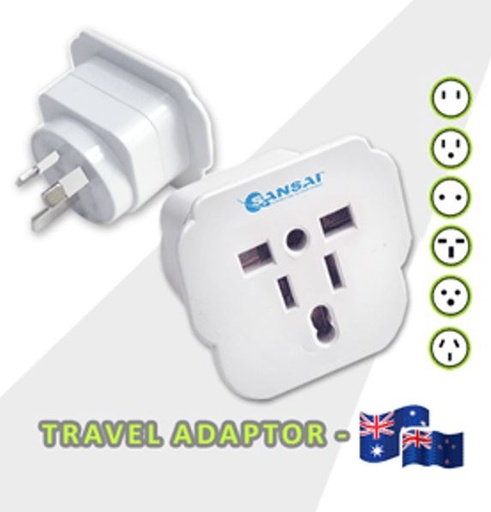 [9324747000637] Sansai Travel Adaptor for 240V equipment from Britain, USA, Europe, Japan, China, HongKong, Singapore, Korea  Italy, to use in Australia.
