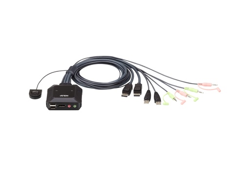 [4719264645525] Aten Compact KVM Switch 2 Port Single Display Display Port w/ Audio, Remote Port Selector, USB Hot-Plugging