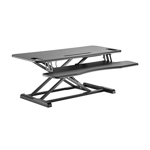 [6956745160070] Brateck Gas Spring Sit Stand Desk Converter (950x615x110~505mm)with Keyboard Tray Deck(Standard MDF Board Surface)