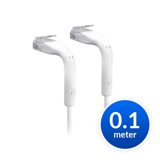 [810010075765] Ubiquiti UniFi Patch Cable Single Unit, 0.1m, White, Both End Bendable to 90 Degree, RJ45 Ethernet Cable, Cat6, Ultra-Thin 3mm Diameter, 2Yr Warr