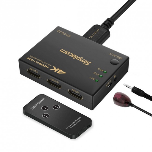 [9350414002024] Simplecom CM303 Ultra HD 3 Way HDMI Switch 3 IN 1 OUT Splitter 4K@60Hz