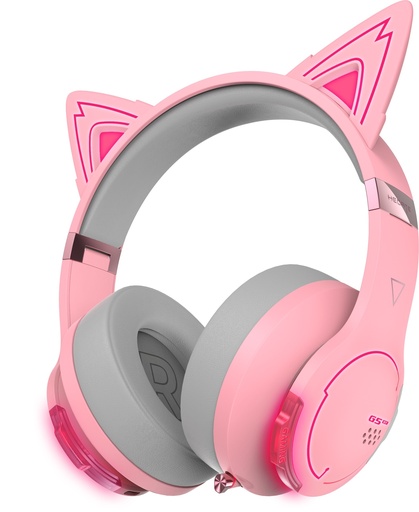 [6923520244270] Edifier G5BT Cat Pink Hi-Res Bluetooth Gaming Headset with Hi-Res, Low Latency 45ms (+5ms), RGB Lighting, Multi-Mode, Bluetooth v5.2/AUX
