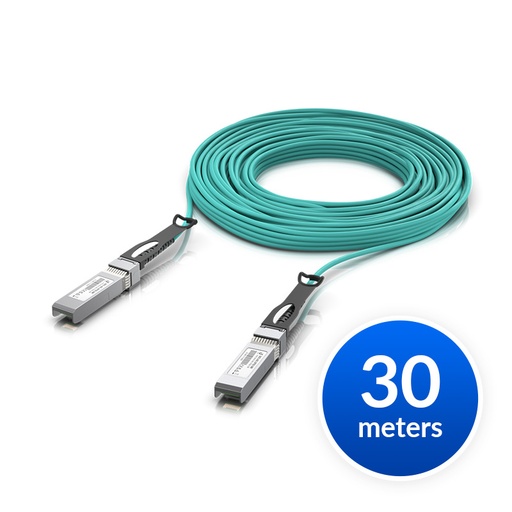 [810010077219] Ubiquiti 25 Gbps Long-Range DAC, Long-range SFP28, 30m Length, Support 25/10/1 Gbps, PVC Cable Jacket, Aqua Color, 2Yr Warr