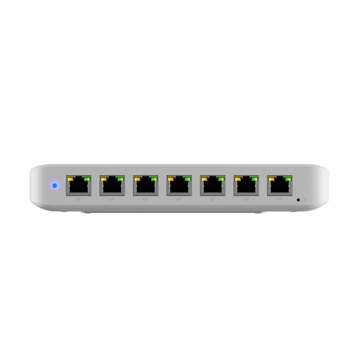 [810084693735] Ubiquiti Ultra 210W, Compact 8-port Layer 2 GbE PoE Switch Versatile Mounting Option,7 GbE PoE+ Output 1 GbE port, Includes PSU, 2Yr Warr