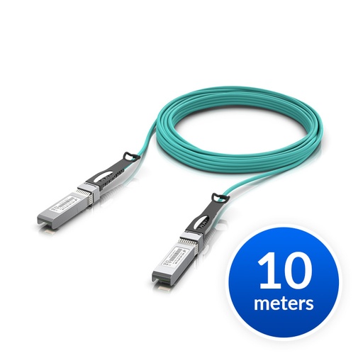 [810010077196] Ubiquiti 25 Gbps Long-Range DAC, Long-range SFP28, 10m Length, Support 25/10/1 Gbps, PVC Cable Jacket, Aqua Color, 2Yr Warr