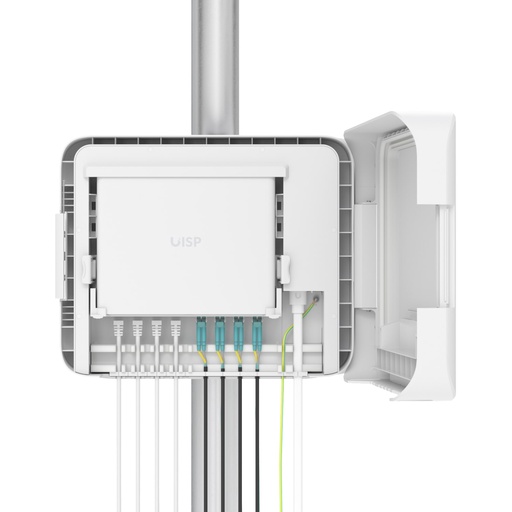 [810084692196] Ubiquiti UISP Box Plus, IPX6-rated Water Resistance, Enclosure for UISP Switch Plus, Pole /Wall-mount, Includes Fiber Strain Relief Kit, 2Yr Warr