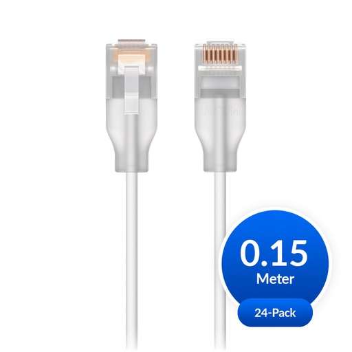 [810084693483] Ubiquiti UniFi Etherlighting Patch Cable, 24 Pack, Indoor, 0.15m, White/Translucent, 2Yr Warr