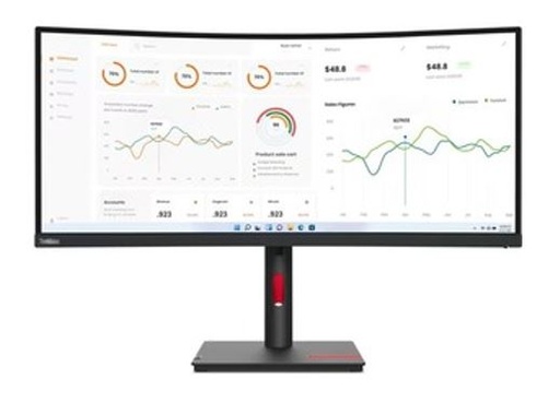 [196801194892] LENOVO ThinkVision T34w-30 34" WQHD Monitor 1500R Curve 4K 3440x1440 21:9 Height Adjustable Tilt and Swivel DP HDMI USB-C input LAN 4xUSB3.2 Hub 3yr